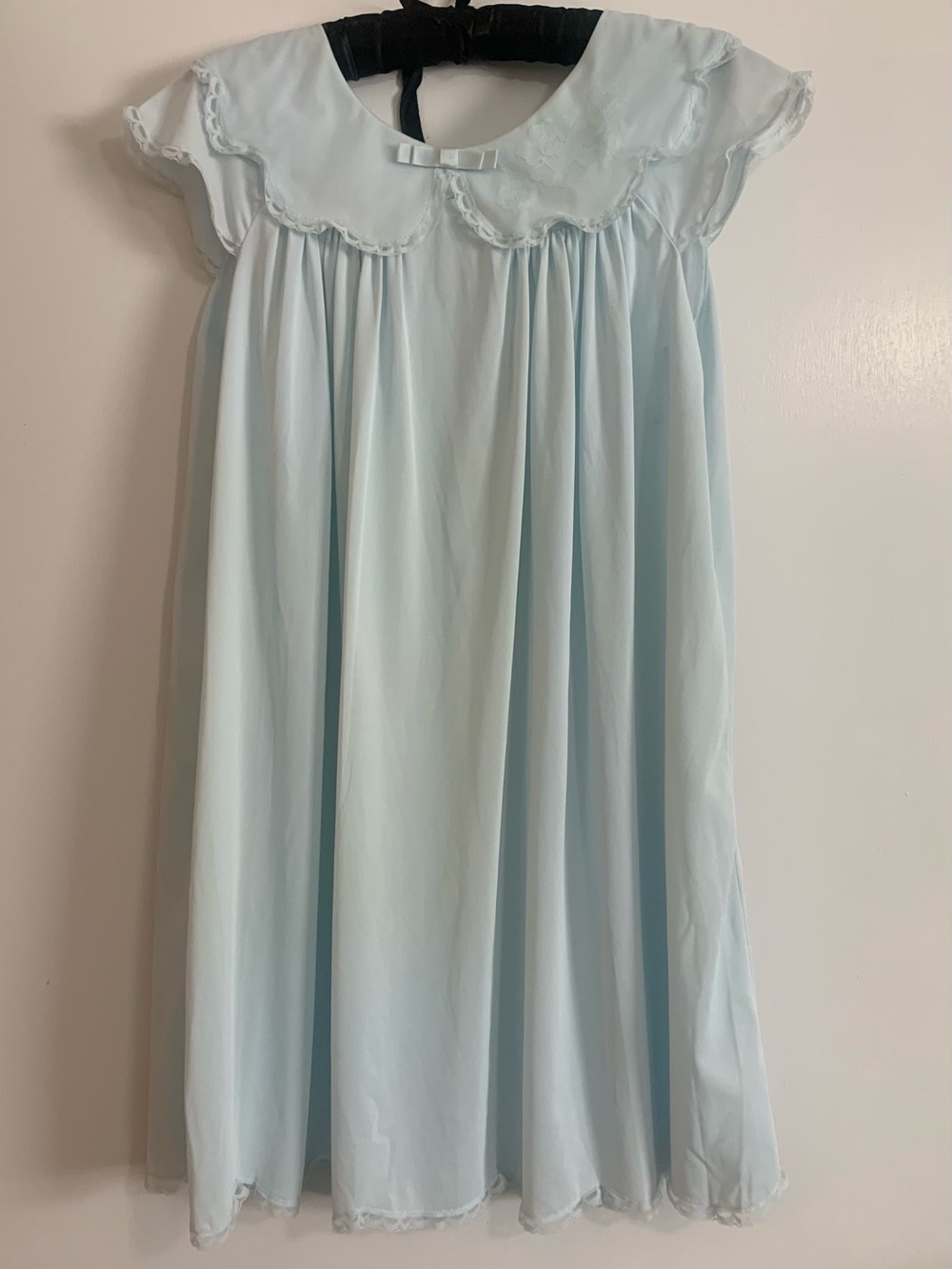 Vintage NWOT 1960s Shadowline Pastel Blue Babydoll Nightgown Medium Coquette